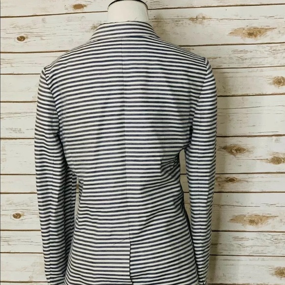 Madewell Sz 0 Blue & white Striped Linen Blazer - Picture 5 of 8